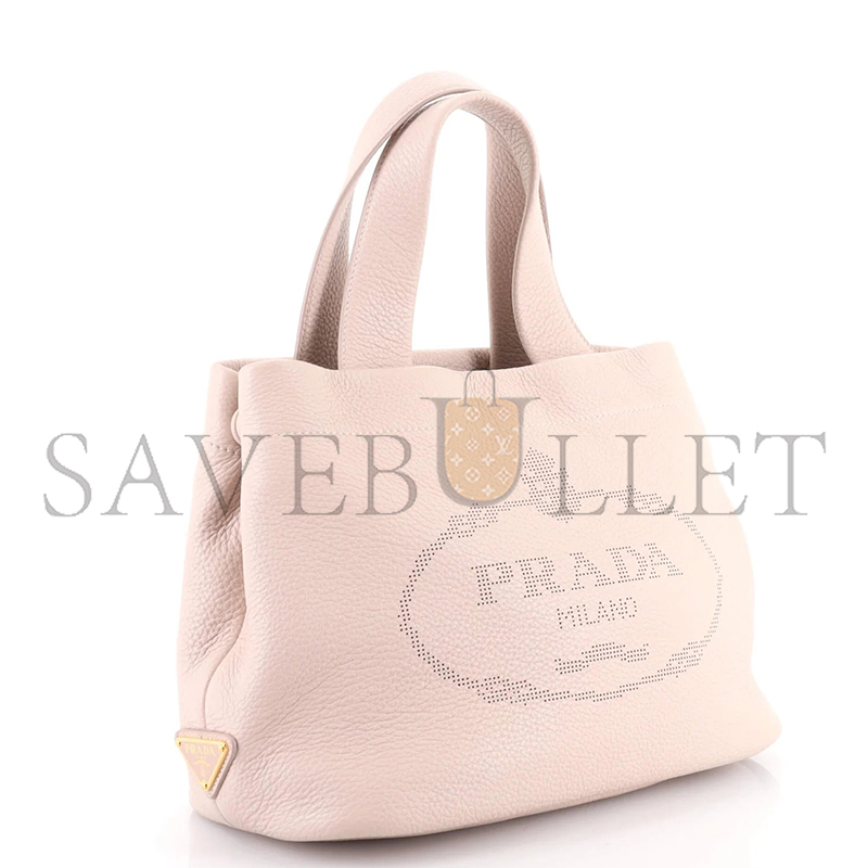 Pra*a small leather tote in water lily 1bc384 (32*24*14cm)